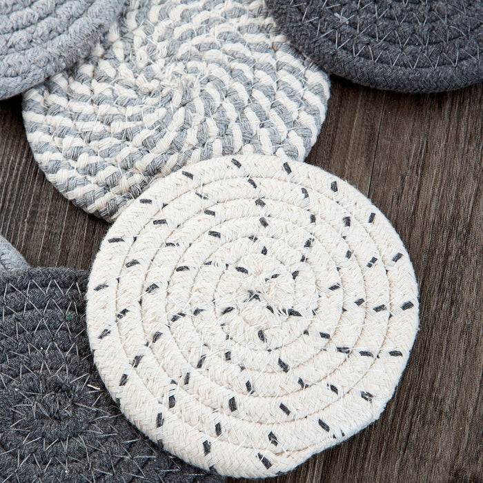 8pcs Round Cotton Woven Coaster, Dining Table Mat