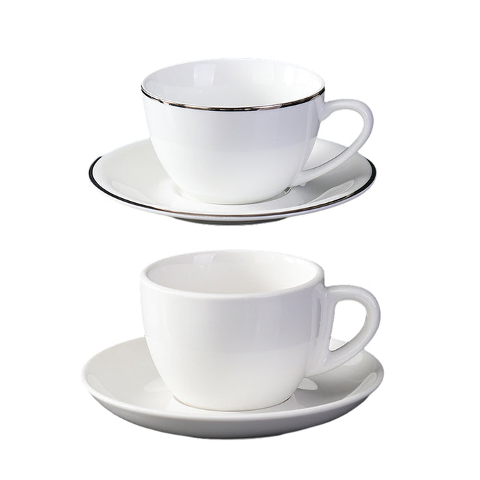 6PCS Apricot Ceramic Coffee Cup and Saucer Set for Tea and Coffee