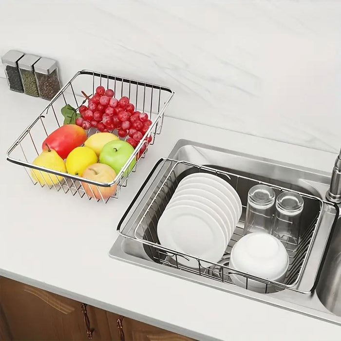 Stainless Steel Telescopic Sink Draining Basket Rack