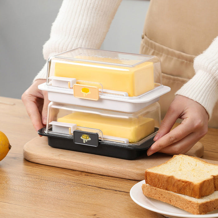 Butter Storage Box with Spoon Airtight Grid PP 280g
