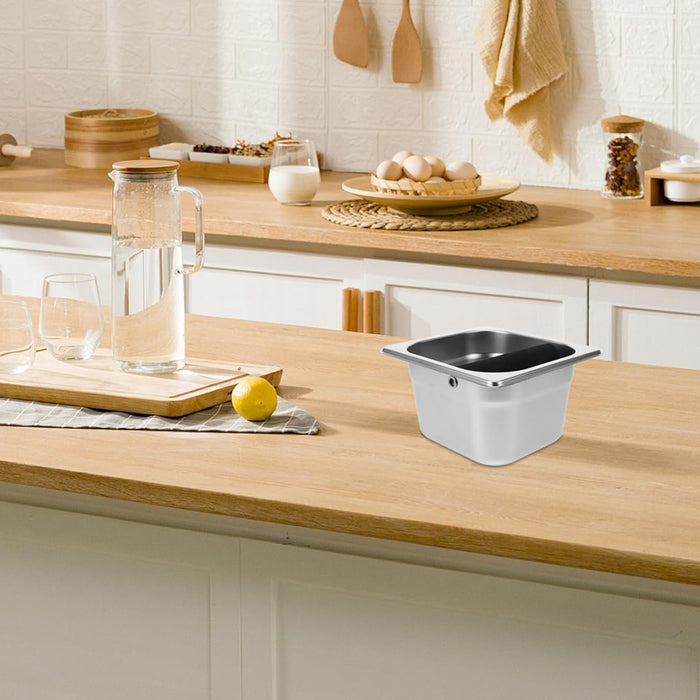 Stainless Steel Coffee Grounds Bucket with Rubber Buffer Rod