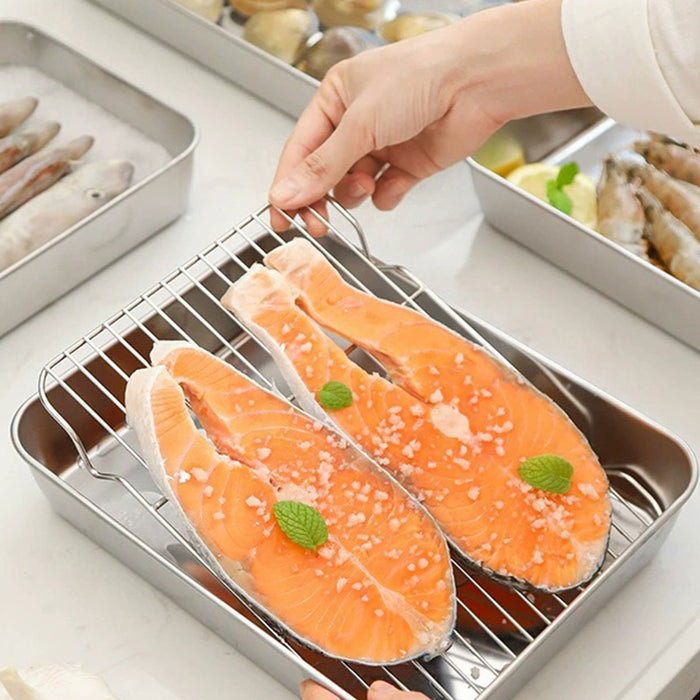 2pcs Stainless Steel Food Storage Containers With Lid, 55x200x55mm