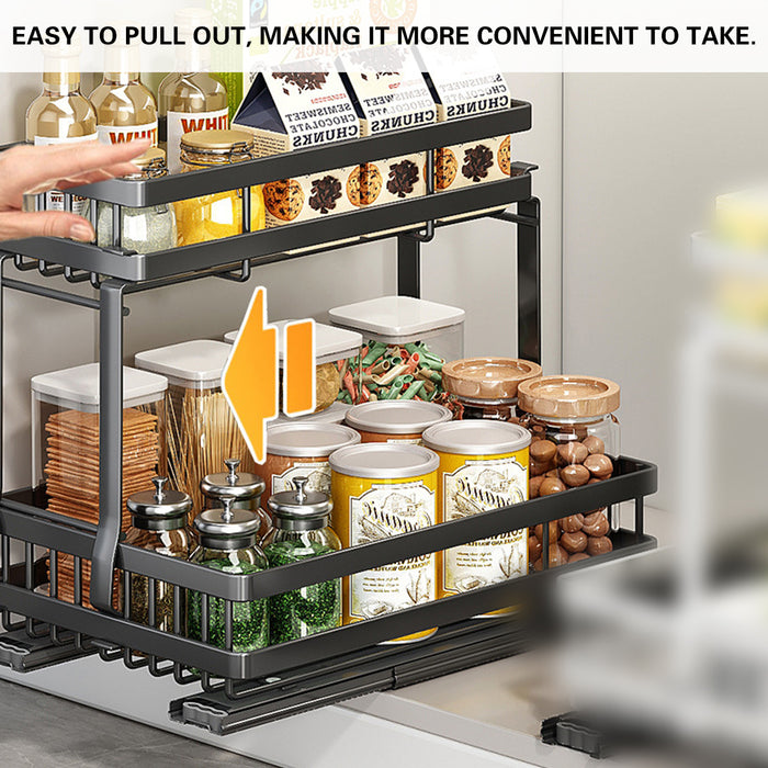 Pull Out Storage Rack Silent Rails Carbon Steel Black