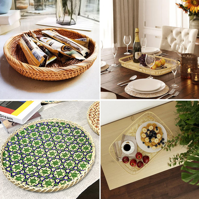 Natural Rattan Woven Pastry Tray Japanese Style Bread Basket Multiple Sizes