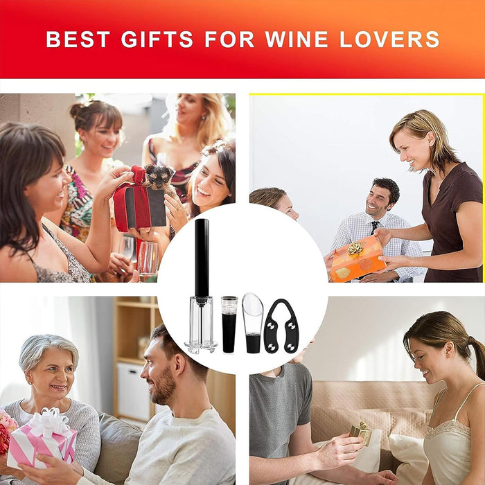 4 Pcs Wine Bottle Opener Set with Vacuum Stopper Foil Cutter