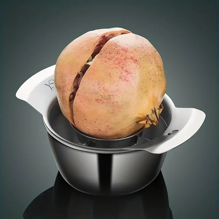 3 Pcs Pomegranate Peeling Tool Set 304 Stainless Steel Bowl 12.3 cm with Wooden Hammer