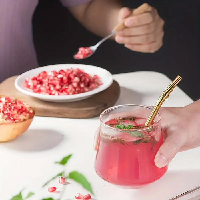 3 Pcs Pomegranate Peeling Tool Set 304 Stainless Steel Bowl 12.3 cm with Wooden Hammer
