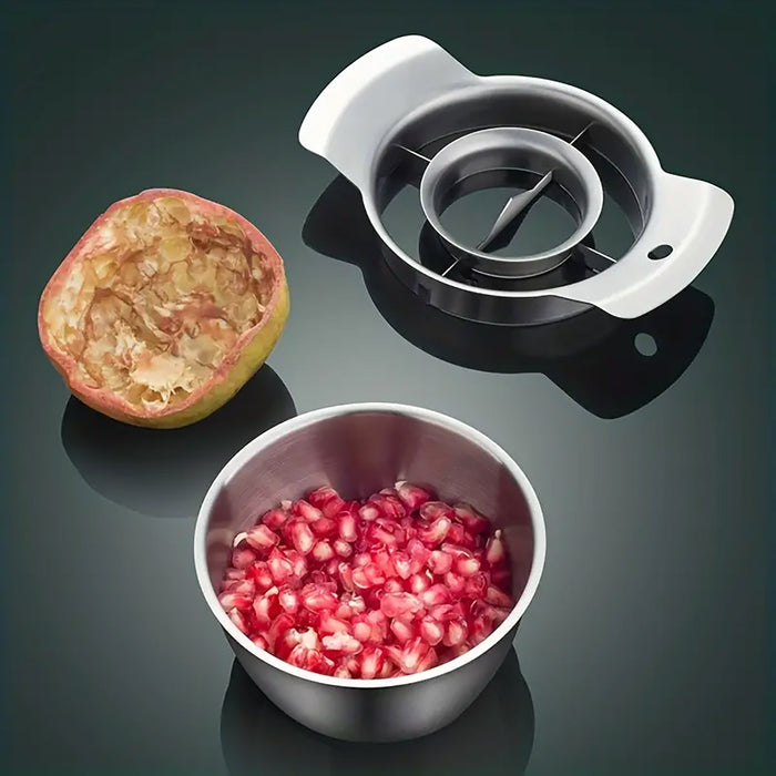 3 Pcs Pomegranate Peeling Tool Set 304 Stainless Steel Bowl 12.3 cm with Wooden Hammer