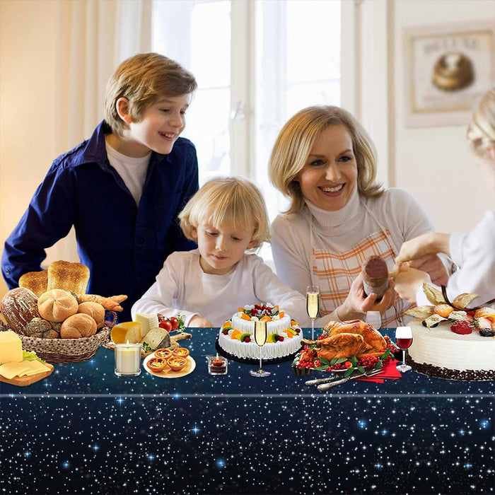 2 Pcs Galaxy Theme Plastic Tablecloths Waterproof 137 x 274 cm