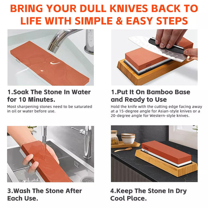 4 Piece Sharpening Stone Set for Kitchen Knives Scissors
