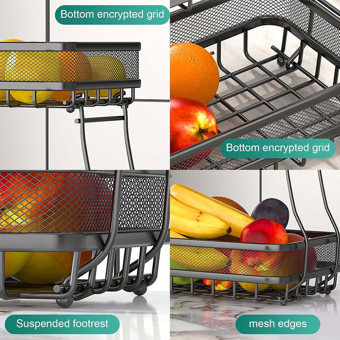 2 Tier Storage Basket Rack Carbon Steel Black 37cm