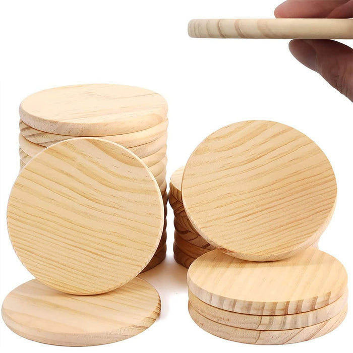 42 Pcs Wooden Coasters with Non Slip Base 10cm
