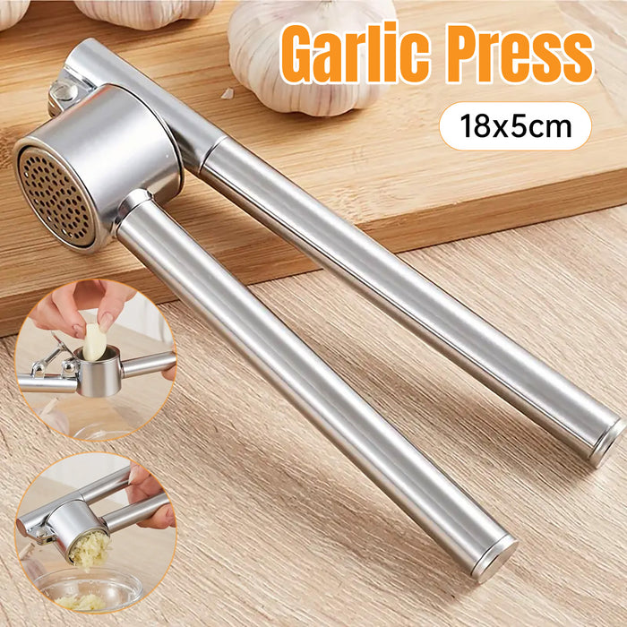 Stainless Steel Garlic Press with Zinc Alloy Removable Chamber