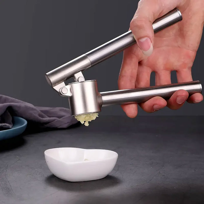 Stainless Steel Garlic Press with Zinc Alloy Removable Chamber