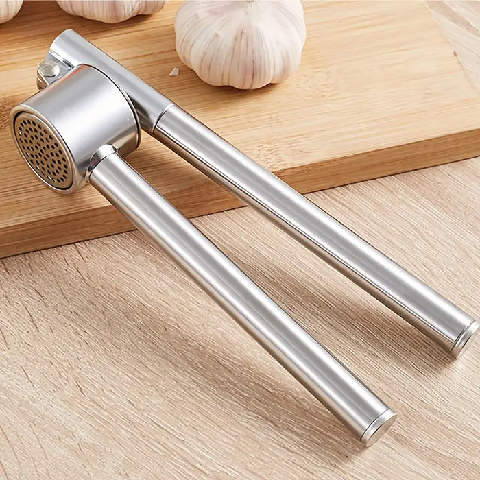 Stainless Steel Garlic Press with Zinc Alloy Removable Chamber