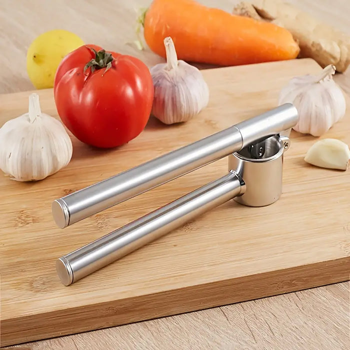 Stainless Steel Garlic Press with Zinc Alloy Removable Chamber