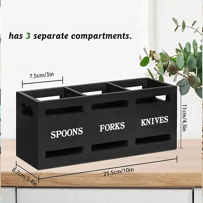 Wooden Knife Fork Storage Box Chopsticks Spoon Organizer