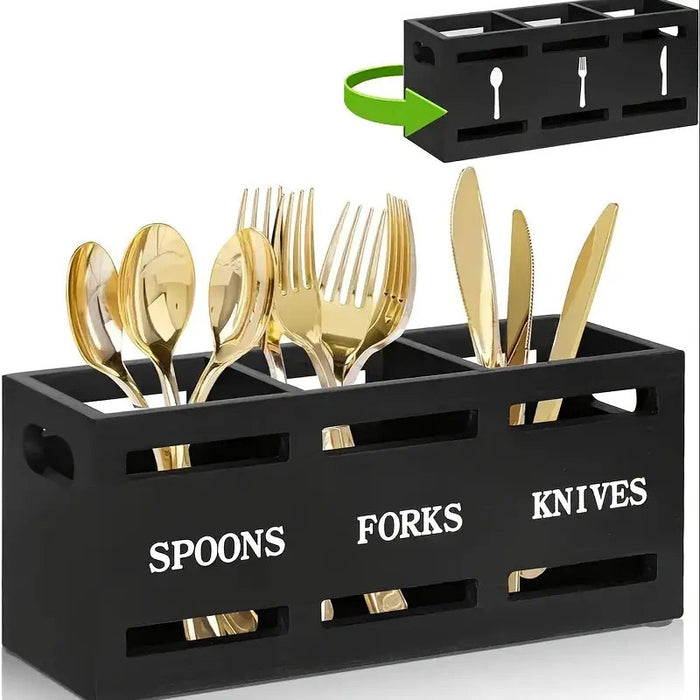 Wooden Knife Fork Storage Box Chopsticks Spoon Organizer