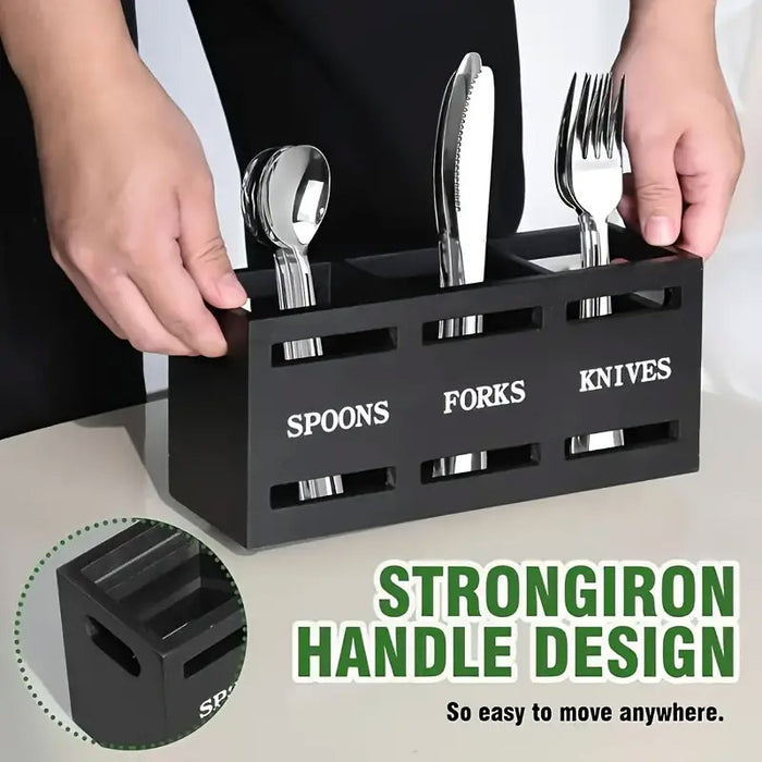 Wooden Knife Fork Storage Box Chopsticks Spoon Organizer