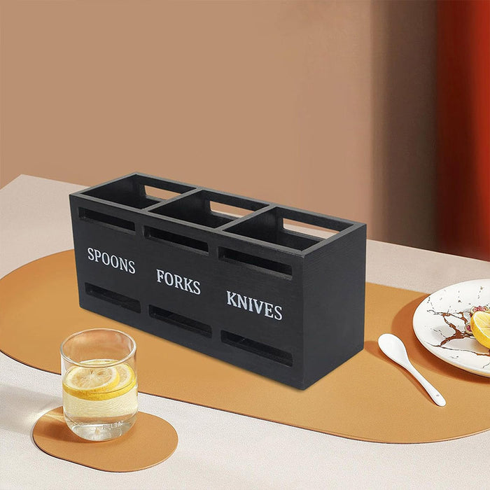 Wooden Knife Fork Storage Box Chopsticks Spoon Organizer