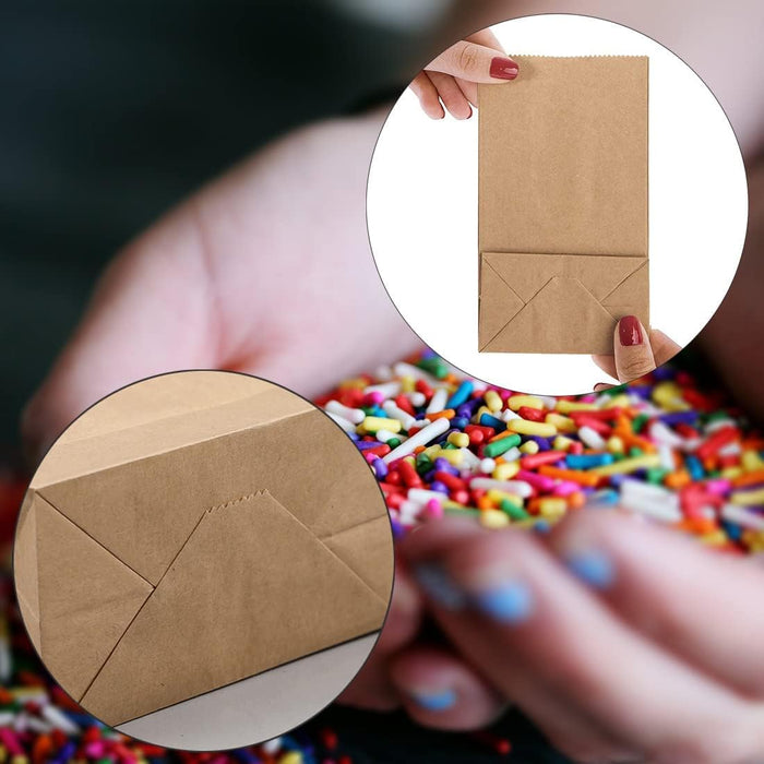 500Pcs Kraft Paper Bags Food Grade Recyclable for Bakery and Takeaway Use