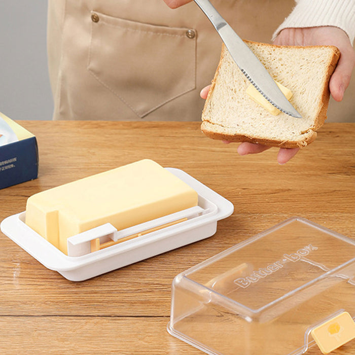 Butter Storage Box with Spoon Airtight Grid PP 280g