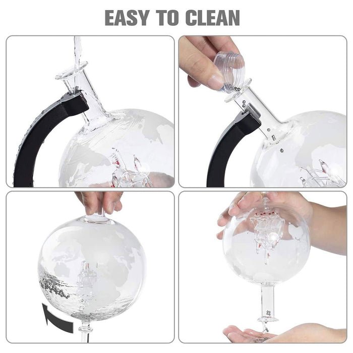 Globe Wine Decanter Set with Sailing Ship and 2 Glasses