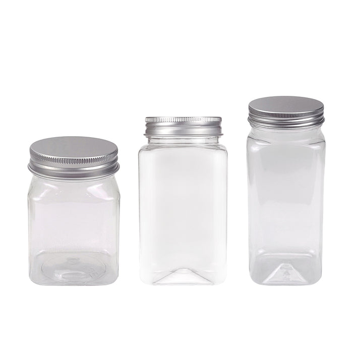 20 Pcs Square PET Storage Bottles with Aluminium Lids