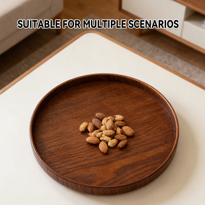 Round Wooden Serving Tray 4 Sizes 21 24 27 and 30 cm Natural Wood Grain
