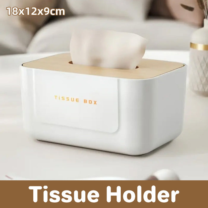 Wooden Lid Paper Towel Box Tissue Holder Napkin Organiser