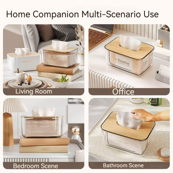 Wooden Lid Paper Towel Box Tissue Holder Napkin Organiser
