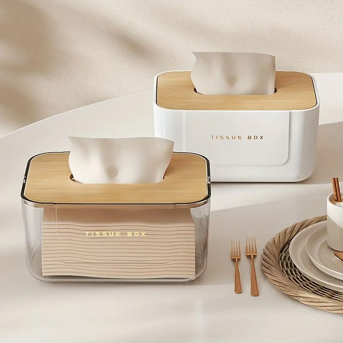 Wooden Lid Paper Towel Box Tissue Holder Napkin Organiser