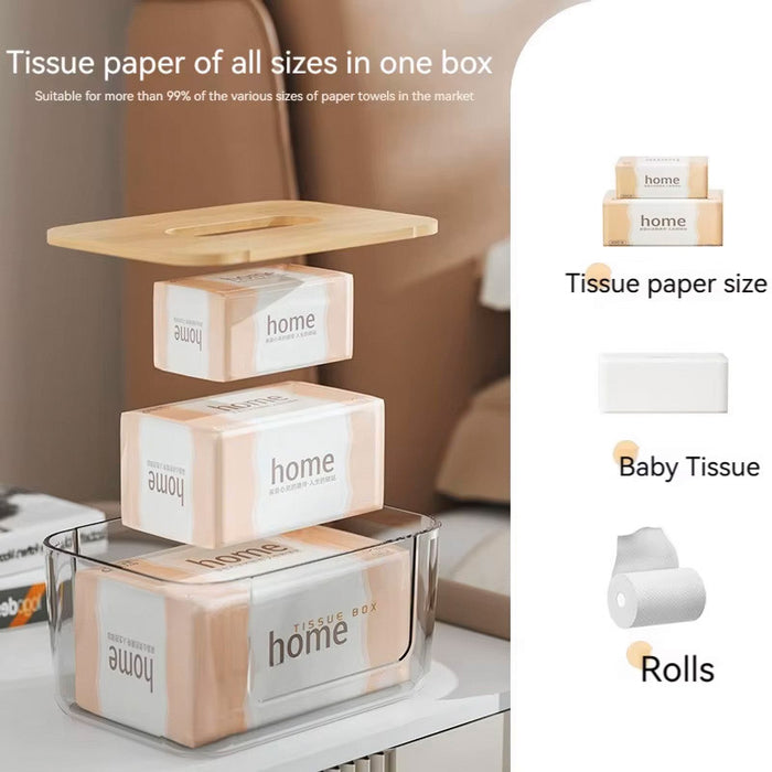 Wooden Lid Paper Towel Box Tissue Holder Napkin Organiser