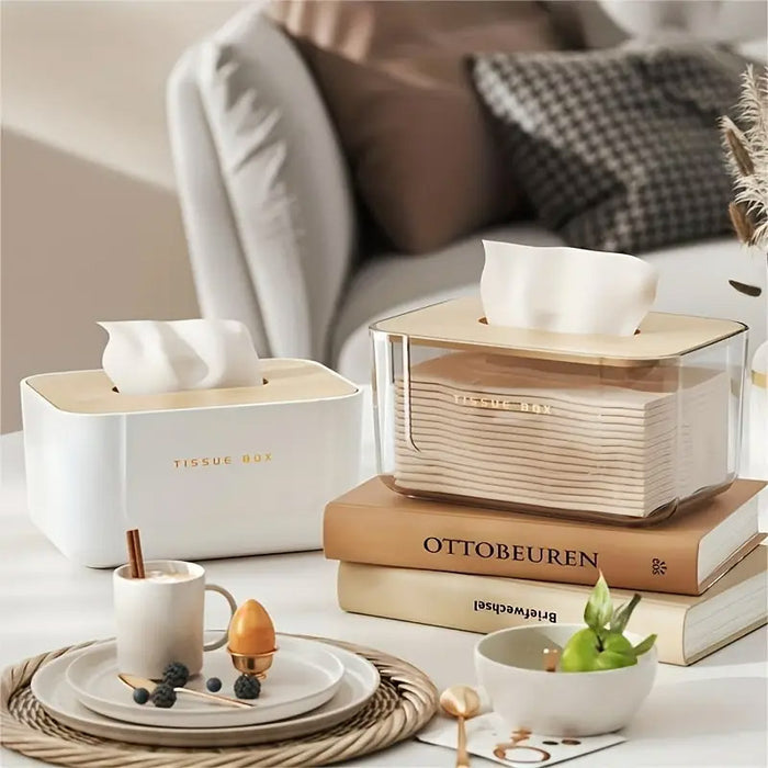 Wooden Lid Paper Towel Box Tissue Holder Napkin Organiser