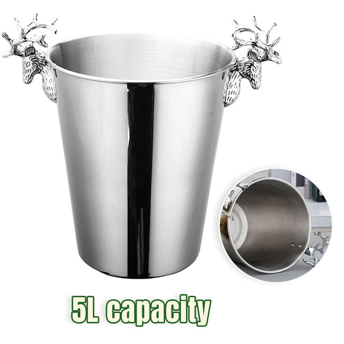 5L Stainless Steel Ice Bucket with Double Insulated Wall