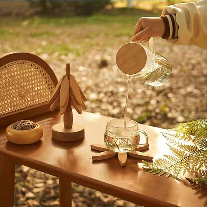 Solid Wooden Trivet for Hot Dish Walnut Christmas Tree Table Heat-Resistant Mat