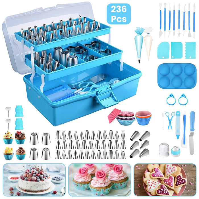 236 Pcs Cake Decorating Tools Kit with Piping Tips and Bags