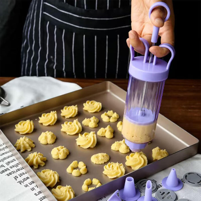 Cookie Decorating Gun Set Food-Grade PP with 10 Molds and 8 Tips