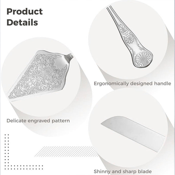 Cake Knife And Scoop Set Stainless Steel Gold Silver