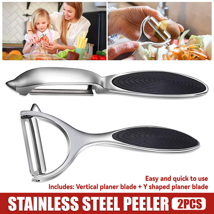 2 Pcs Stainless Steel Peeler Set with Swivel Blades