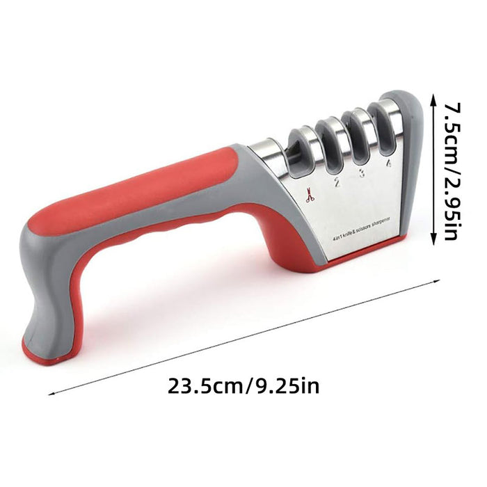 Four Stage Knife Sharpener Non Slip Handle ABS 23.5cm
