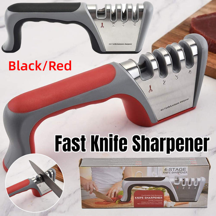 Four Stage Knife Sharpener Non Slip Handle ABS 23.5cm