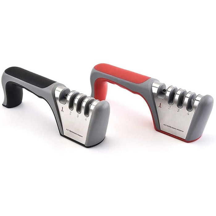 Four Stage Knife Sharpener Non Slip Handle ABS 23.5cm