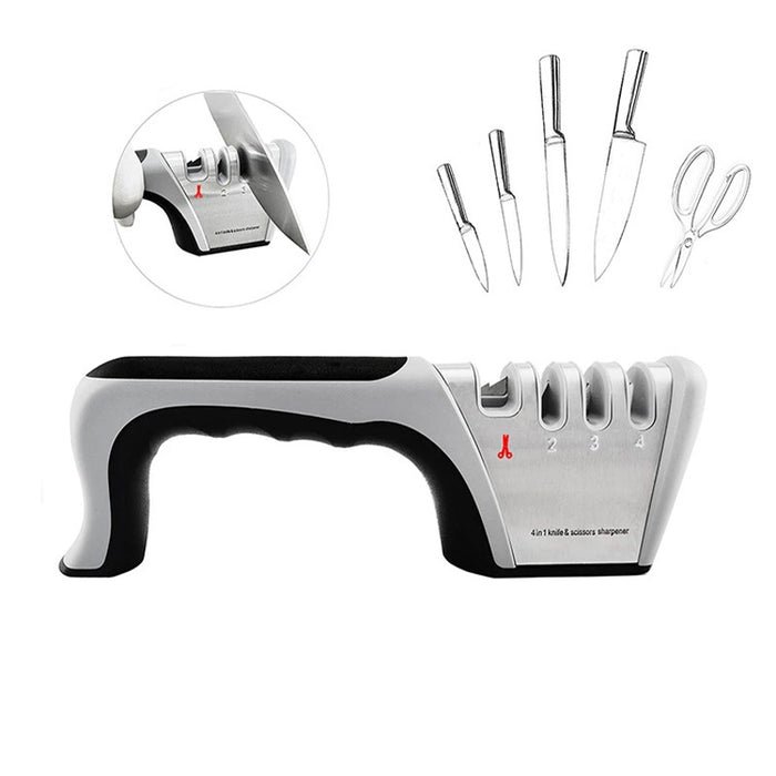 Four Stage Knife Sharpener Non Slip Handle ABS 23.5cm