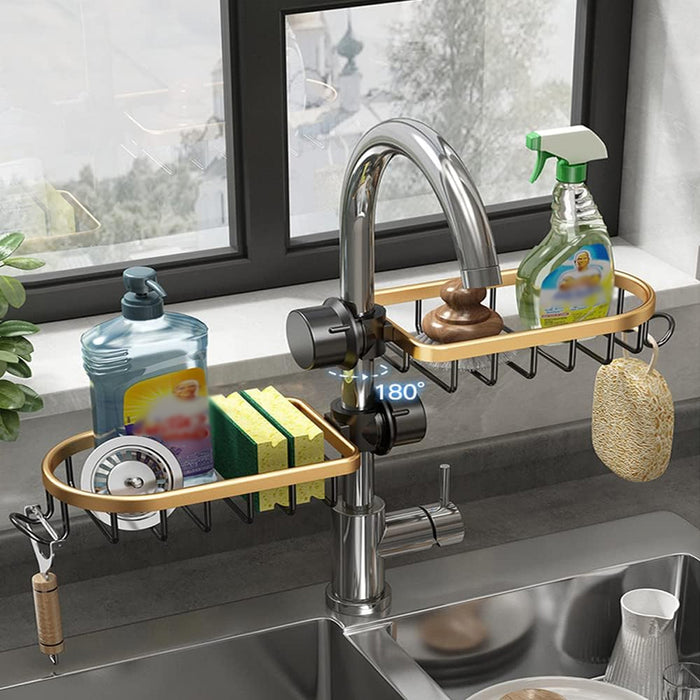 Faucet Sink Shelf Drainage Rack 180 Degree Rotatable Stainless Steel
