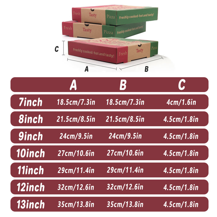 50 Pcs Pizza Packing Box with Foil Lining Recyclable Cardboard 7 to 13 inch