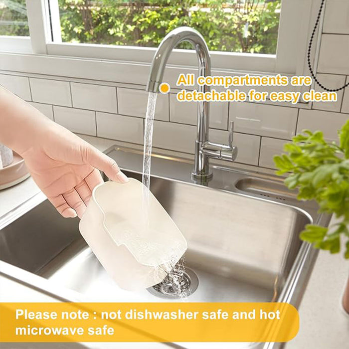 Airtight Food Grade Storage Box Multi Compartment White Clear Lid