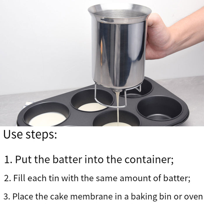 Stainless Steel Handheld Batter Dispenser Cake Funnel Mixing Separator Tool AU