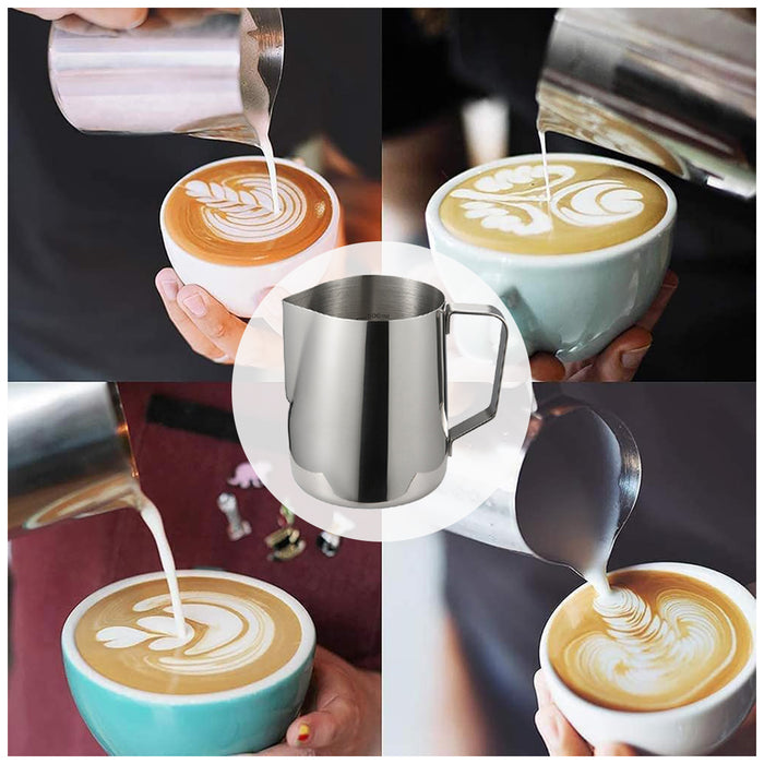 Stainless Steel Milk Frothing Pitcher 350ml 600ml Tapered Spout