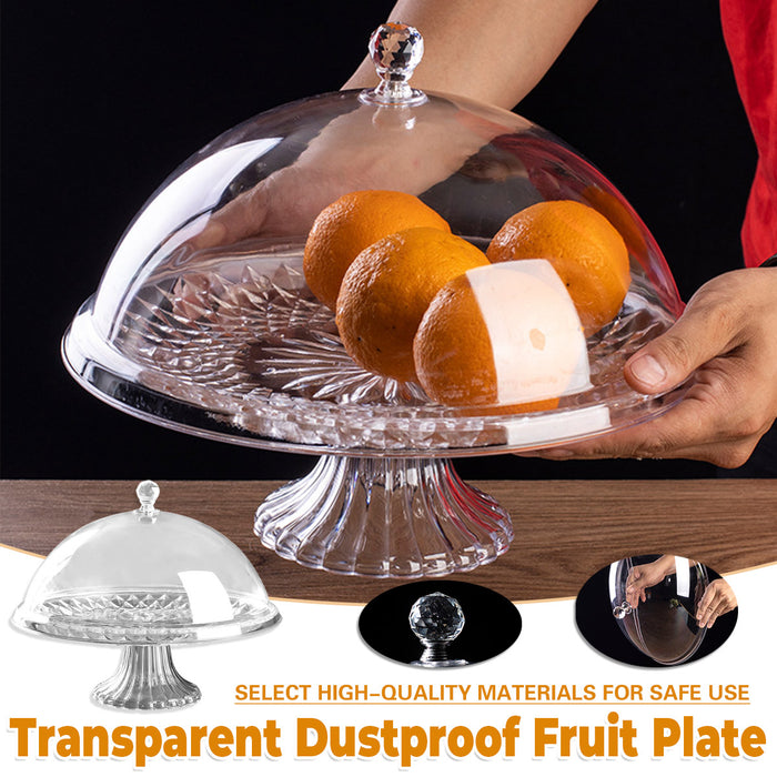 Transparent Fruit Plate with Dome Lid 31.5 cm Food Grade Plastic Pedestal